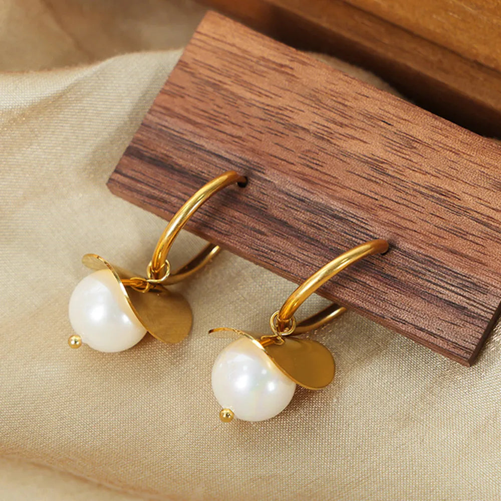 18K Gold-Plated Bead Dangle Earrings - V.I.P Digital Presence