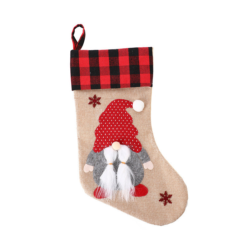 Christmas Socks Pendant Faceless Elderly Checkered Christmas Socks Gift Bag Christmas Decorations - V.I.P Digital Presence