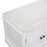 TREXM storage table with 4 adjustable doors and shelves, detachable padded shoe stand (white) - V.I.P Digital Presence
