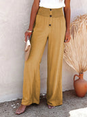 Full Size Decorative Button High Waist Pants - V.I.P Digital Presence