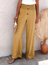 Full Size Decorative Button High Waist Pants - V.I.P Digital Presence