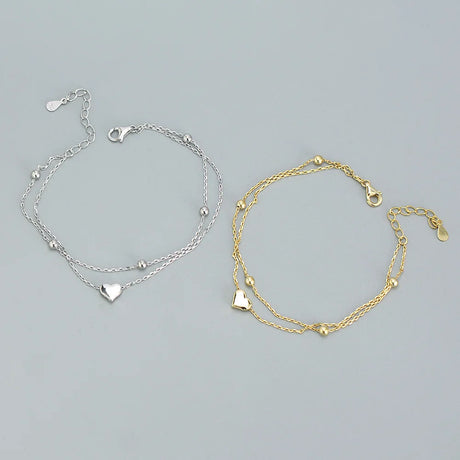 925 Sterling Silver Double Layer Heart-shaped Bracelet  for Women Girl Korean Style Small Fresh Summer Bracelet - V.I.P Digital Presence
