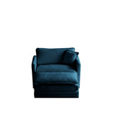 Ottoman modern style chair, living room club chair Chenille cushioned armchair, bedroom reading chair, blue - V.I.P Digital Presence