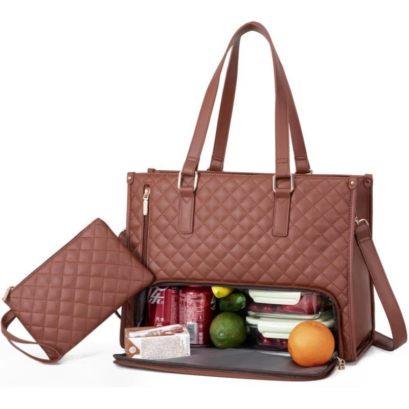 2-in-1 Travel Tote: Laptop & Insulated Lunch Bag. Ideal for Business, Work, Nursing, Office, College, Casual Use - V.I.P Digital Presence
