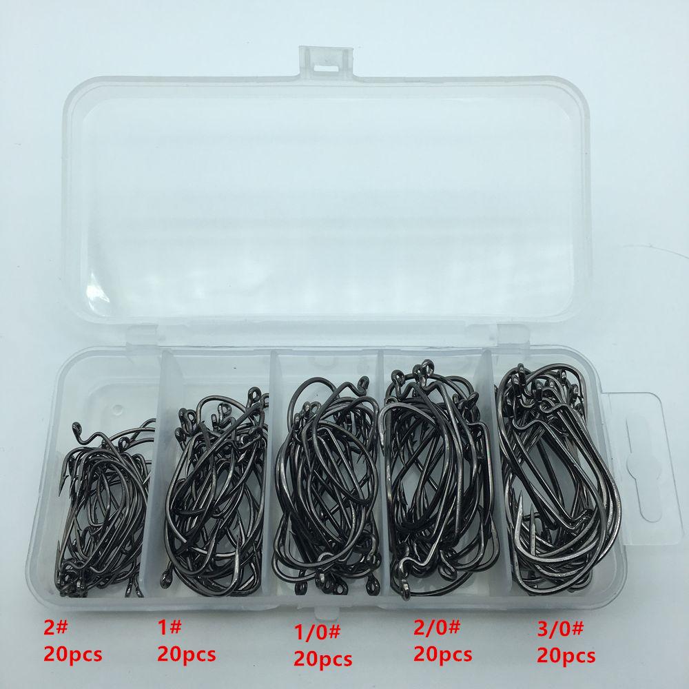 Rompin 100pcs/box High carbon Steel Fishing Hooks Crank Lead Sharp worm  2# 1# 1/0# 2/0# 3/0# mix size - V.I.P Digital Presence