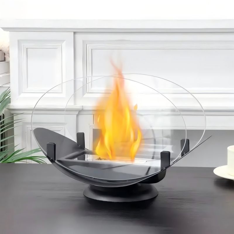Small outdoor alcohol fireplace lamp indoor real fire heating atmosphere desktop rotating flame circular fireplace - V.I.P Digital Presence