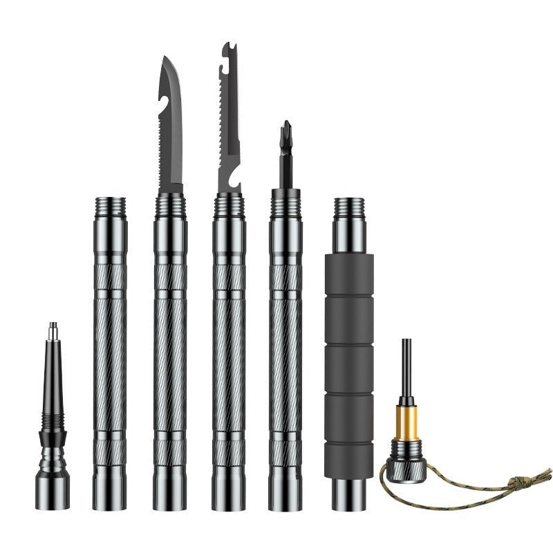 Mountaineering cane folding multifunctional outdoor hiking self-defense stick mountain camping supplies set crutch screwdriver - V.I.P Digital Presence