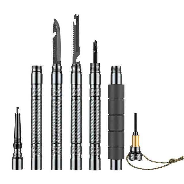 Mountaineering cane folding multifunctional outdoor hiking self-defense stick mountain camping supplies set crutch screwdriver - V.I.P Digital Presence
