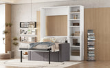 Twin Size Murphy Bed Wall Bed with Sofa,with Shelves,White - V.I.P Digital Presence