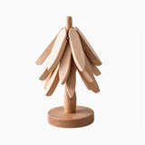 Wooden Christmas Tree Folding Coaster Black Walnut Thick Seat Adiabatic Pad For Kitchen Desktop Decoration Housewarming Gift - V.I.P Digital Presence