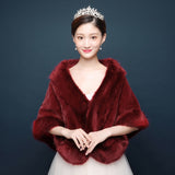 Bride's wedding dress fur shawl women's warm white cloak cheongsam jacket red cloak - V.I.P Digital Presence