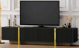 Luxury Fluted TV Stand for TVs Up to 80'', Modern Entertainment Center with Storage Cabinets & Drawers Black - V.I.P Digital Presence