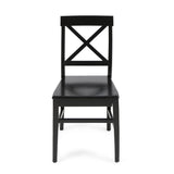 Roshan Farmhouse Acacia Wood Dining Chairs, Black (Set of 2) - V.I.P Digital Presence