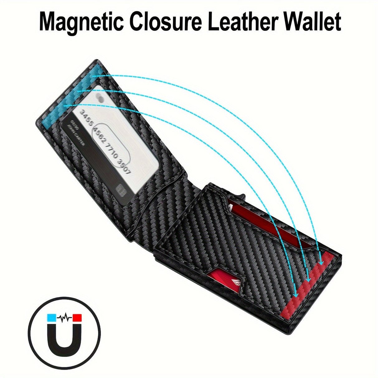 Carbon fiber patterned men's wallet wallet two fold flip card box anti-theft brush wallet magnetic suction side push card bag - V.I.P Digital Presence