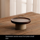 Acacia wood cake tray living room household Dim sum tray clay high fruit tray - V.I.P Digital Presence