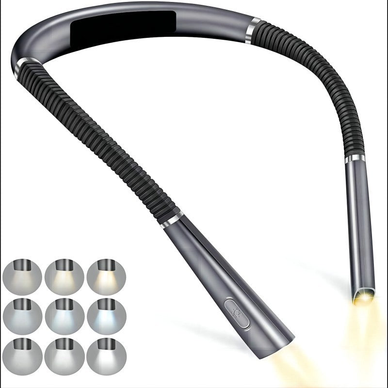 Night reading LED lighting book light USB charging tri color folding double head neck hanging reading light - V.I.P Digital Presence