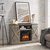Farmhouse Classic Media TV Stand Antique Entertainment Console with 18" Electric Fireplace Insert for TV up to 50" with Open - V.I.P Digital Presence