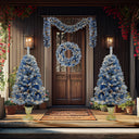 A set of 4 artificial Christmas trees, including flower garlands, flower garlands, and 2 entrance trees, equipped with LED light - V.I.P Digital Presence