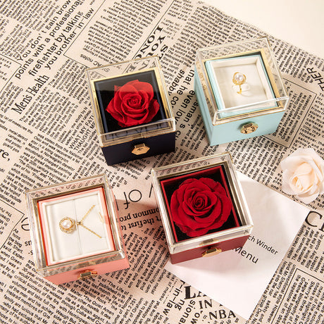 360° Flip Rose Gift Box Necklace Ring Gift Box For Women Girlfriend 2024 Hot Best Valentine Mother Day Birthday Gift Decoration - V.I.P Digital Presence
