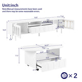 Two sets of ON-TRANS cream style TV stands and coffee tables, suitable for TVs under 80 inches, white - V.I.P Digital Presence