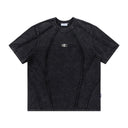 Spliced Raw Edge Short Sleeve T-Shirt Unique Design Hip Hop Men's Washed Vintage Casual Tee - V.I.P Digital Presence