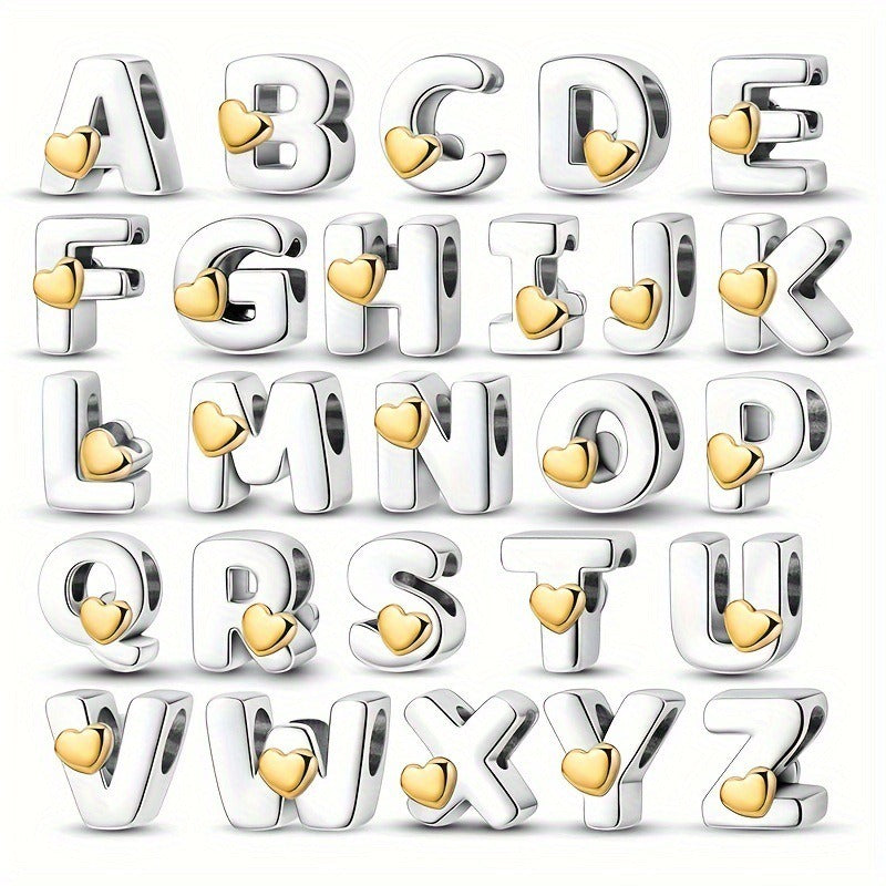Copper Plated Silver English Letter Pendant Bead Bracelet Necklace Diy - V.I.P Digital Presence