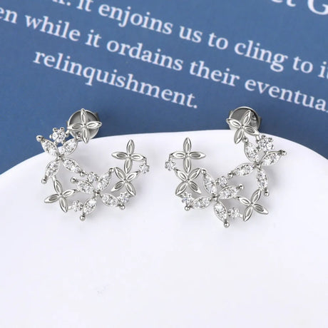 925 Sterling Silver Moissanite Lucky Clover Earrings - V.I.P Digital Presence