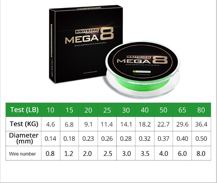 KastKing Mega8 Strong 137M 274M 457M 8 Strand Weaves PE Braided Fishing Line Multifilament 10LB 15LB 20LB 25LB 30LB 40LB 80LB - V.I.P Digital Presence