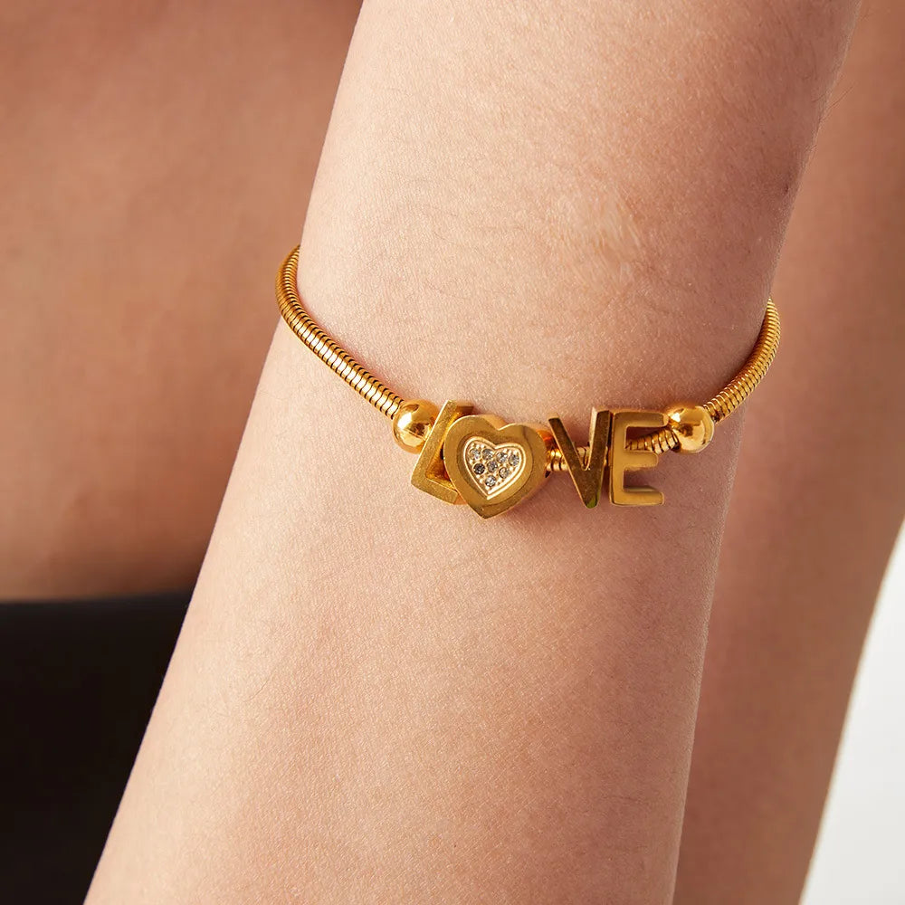 Titanium Steel Rhinestone Letter Bracelet - V.I.P Digital Presence