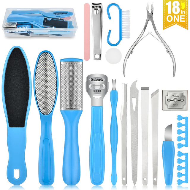 HISOME Manicure And Pedicure 18-Piece Set Of Foot Plate Dead Skin Planer Foot Grinder Nail Clipper To Remove Calluses - V.I.P Digital Presence