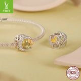 Silver Charm Original Autumn Golden Ginkgo Leaf DIY Bracelet Beads Luxurious Shining s925 Pure Silver Beads Loose Beads - V.I.P Digital Presence