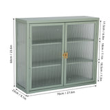 Retro Style Haze Double Glass Door Wall Cabinet With Detachable Shelves for Office Dining Room Living Room Kitchen