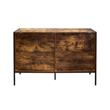 Industrial Style 6 Drawer Double Dresser Rustic Brown Wood Storage Dresser Clothes Organizer with Sturdy Steel Frame - V.I.P Digital Presence