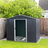 8ft x 6ft Outdoor Metal Storage Shed with Floor Base Black - V.I.P Digital Presence