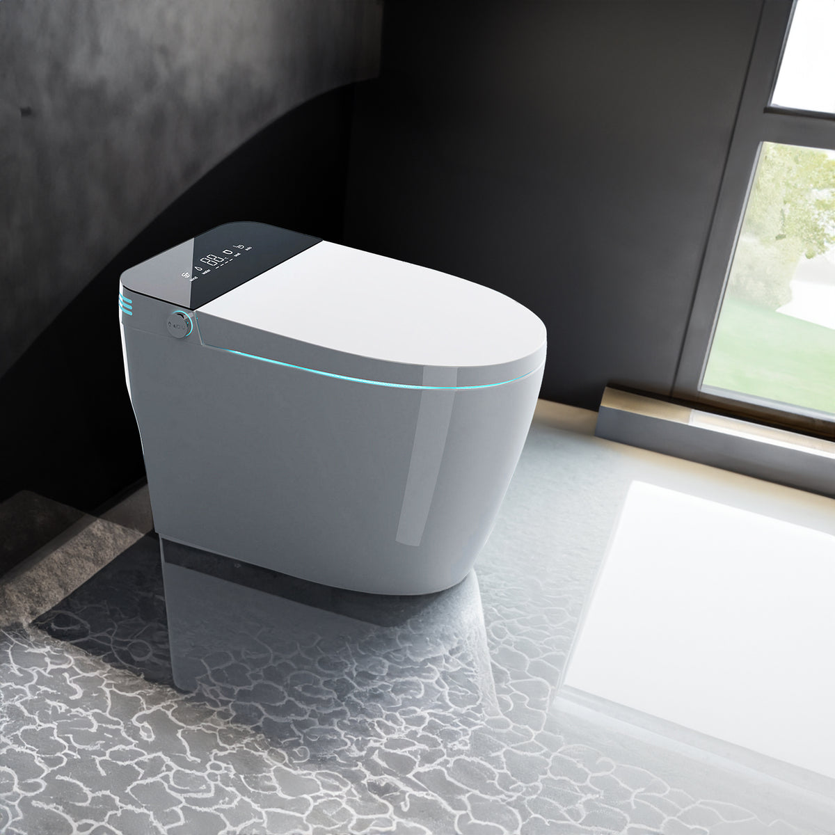 ST-GP-01 Smart Toilet with Heating, Portable Toilet with Automatic Opening and Closing, 1.28GPF Water Tank Free Toilet, White - V.I.P Digital Presence