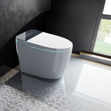 ST-GP-01 Smart Toilet with Heating, Portable Toilet with Automatic Opening and Closing, 1.28GPF Water Tank Free Toilet, White - V.I.P Digital Presence