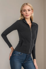 Pocketed Turtleneck Zip Up Denim Top - V.I.P Digital Presence