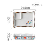 Dumpling plate sushi plate round square plate with soy sauce and vinegar partitioned snack plate ceramic plate for home use - V.I.P Digital Presence