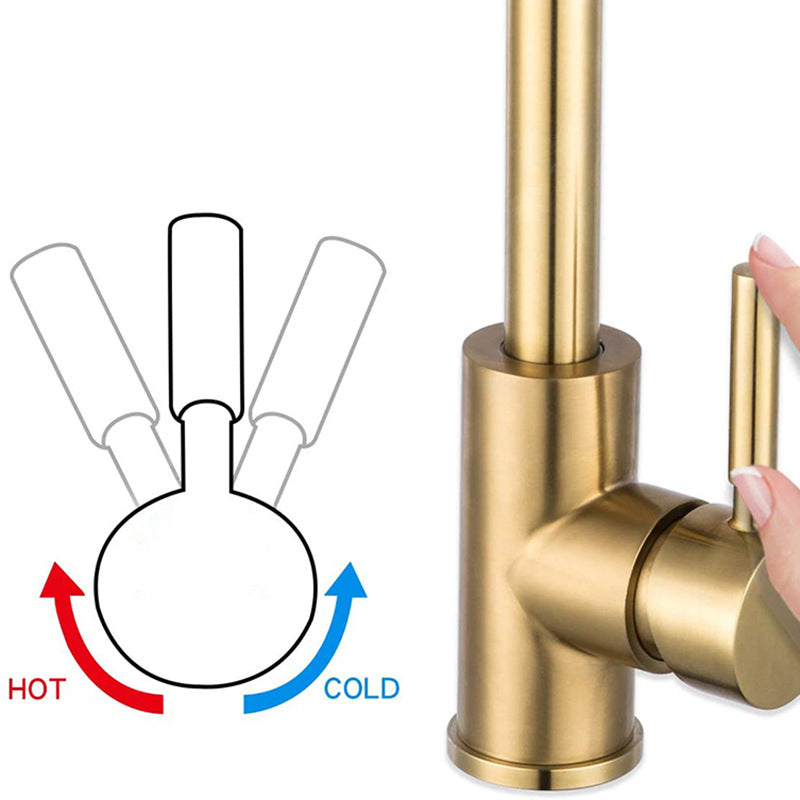 Stainless steel golden kitchen faucet, brushed gold face basin, washbasin, basin, mixed kitchen hot and cold Faucet - V.I.P Digital Presence