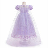 Frozen 2 Elsa Princess Dress Purple Bubble Sleeves Pearl Mesh Girls' Cosplay Dress Performance Dress - V.I.P Digital Presence