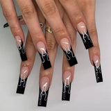 Black French Flame Wear Nail Finished False Nail Nail Patch Nail Patch Fake Nail - V.I.P Digital Presence