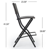 Outdoor Wicker Barstools Faux Rattan Patio Bar Stool Foldable Chair, 2-Pcs Set, Multibrown - V.I.P Digital Presence