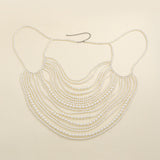 Multi layer imitation pearl black chain woven pearl layered body chain - V.I.P Digital Presence