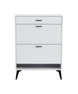 Shoe Cabinet , Shoe storage shelves, metal leg, White - V.I.P Digital Presence