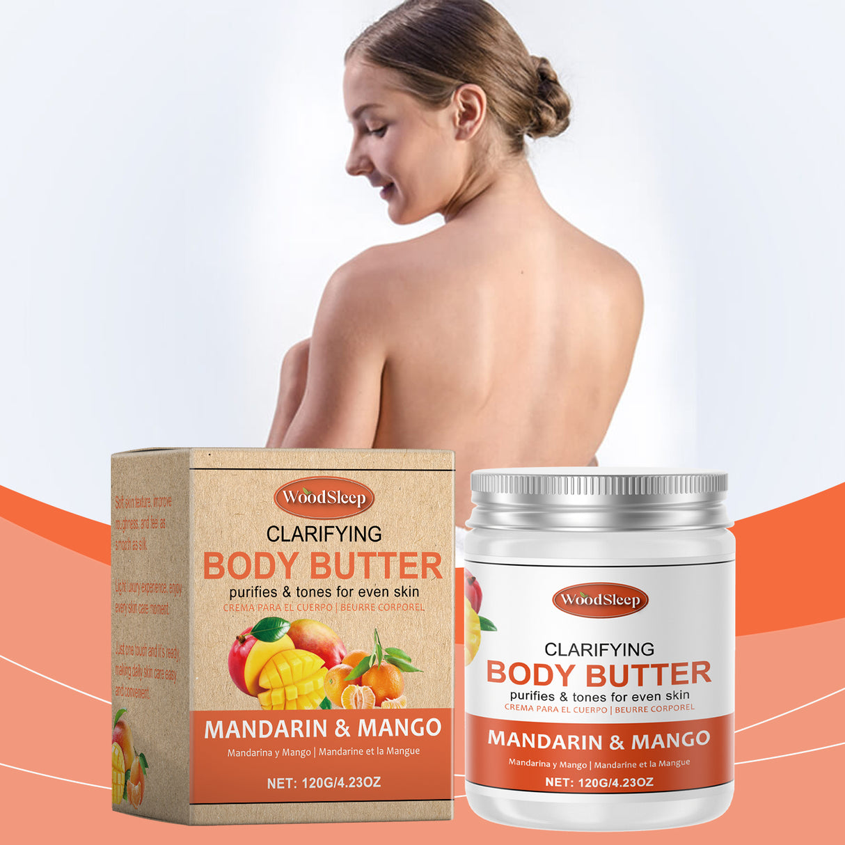 Crema hidratante de mantequilla cítrica de mango que hidrata y nutre la piel seca.