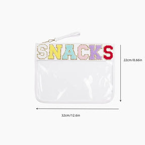 Snack sac de rangement transparent PVC zip pochette broderie lettre Hand Makeup Pack portable pu sac de toilette étanche - V.I.P Digital Presence