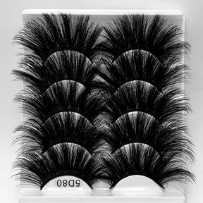 5D 25mm 5 Pairs Mink Eyelashes Multi-Layer Lengthening Thick Thickened False Eyelashes - V.I.P Digital Presence