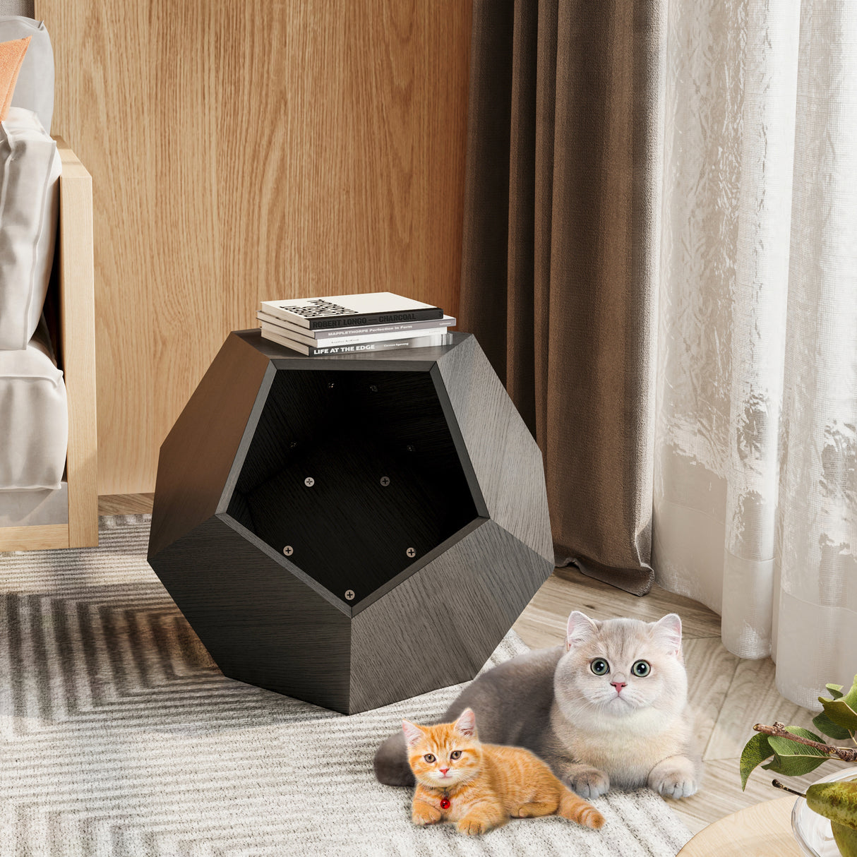 25.98'' Modern Pet Furniture Cat Litter, Sofa Side Table, Planter MDF Multifunctional Furniture, Burmese Sumac - V.I.P Digital Presence