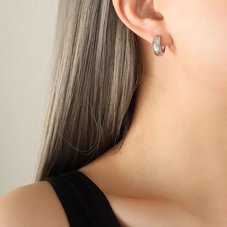 Zircon Titanium Steel Huggie Earrings - V.I.P Digital Presence