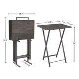 Folding office desk TV tray table set of 4 TV trays with storage rack wooden folding TV tray foldable snack table, rural gray - V.I.P Digital Presence